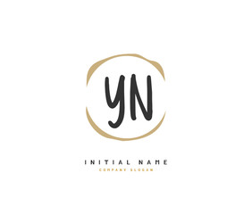 Y N YN Beauty vector initial logo, handwriting logo of initial signature, wedding, fashion, jewerly, boutique, floral and botanical with creative template for any company or business. - obrazy, fototapety, plakaty
