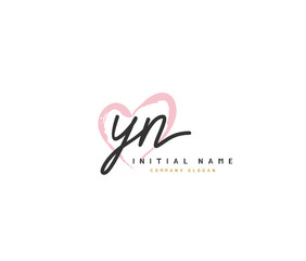Fototapeta Y N YN Beauty vector initial logo, handwriting logo of initial signature, wedding, fashion, jewerly, boutique, floral and botanical with creative template for any company or business. obraz