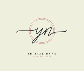 Y N YN Beauty vector initial logo, handwriting logo of initial signature, wedding, fashion, jewerly, boutique, floral and botanical with creative template for any company or business.