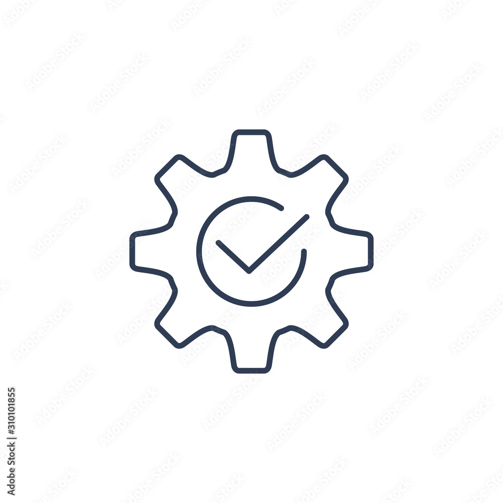 Poster completed process.vector linear icon on a white background.