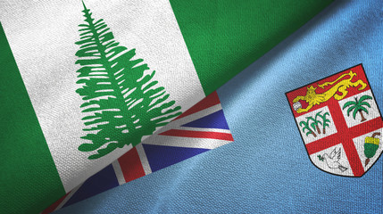 Norfolk Island and Fiji two flags textile cloth, fabric texture