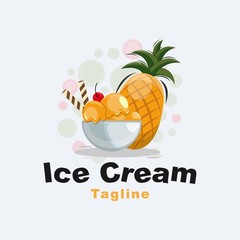 pineapple ice cream logo design