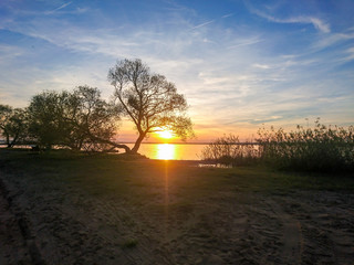 sunset on Lake in Minsk Belarus