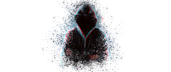 Cybersecurity, computer hacker with hoodie