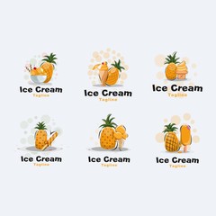 pineapple ice cream logo design collection