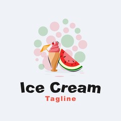 watermelon ice cream logo design