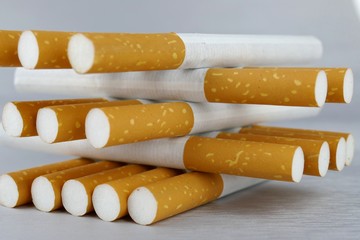 Smoking concept.Cigarettes in a row 