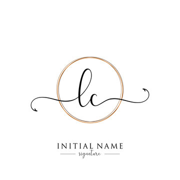 Initial Letter LC Signature Handwriting and Elegant Logo Design Vector