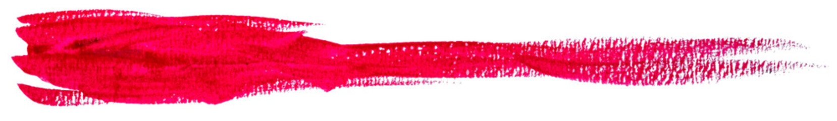 Hand drawn isolated long narrow paintbrush gouache stripe with dirty red color eps 10 vector illustration