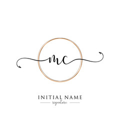 Initial Letter MC Signature Handwriting and Elegant Logo Design Vector