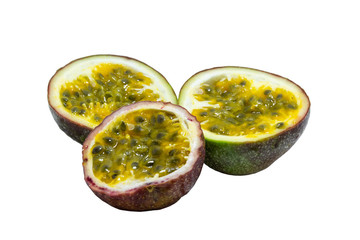 Isolated passion fruit on white background