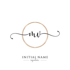 Initial Letter MV Signature Handwriting and Elegant Logo Design Vector