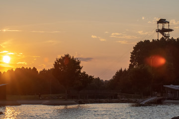 sunset views at national whitewater center in north carolina