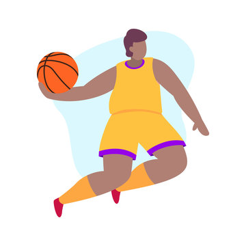 Slam dunk basket player, vector flat illustration
