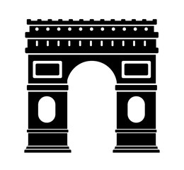 Arc de Triomphe - France , Paris / World famous buildings monochrome vector illustration. - obrazy, fototapety, plakaty