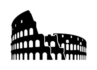 Colosseum - Italy, Rome / World famous buildings monochrome vector illustration. - obrazy, fototapety, plakaty