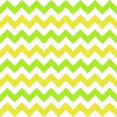 Seamless pattern with white, yellow and green  zigzag. Vector illustration.