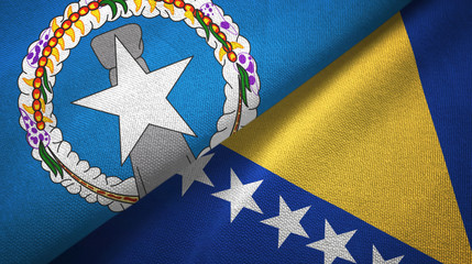 Northern Mariana Islands and Bosnia and Herzegovina two flags textile cloth