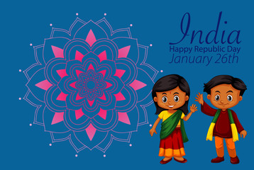 India happy republic day poster design with happy kids