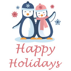 Vector cute happy holiday illustration with cute