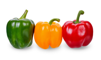 Fresh sweet pepper isolated on white background. clipping path