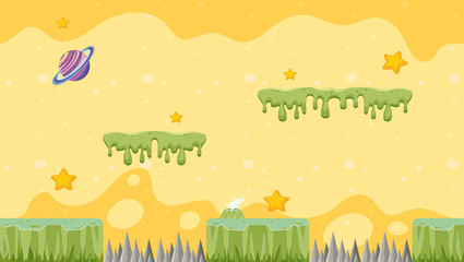 Background template with stars and planet