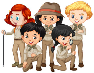 Boys and girls in safari outfit