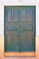 Door with a lock. Urban photo.