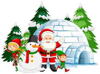 Christmas theme with Santa and snowman