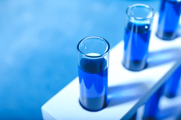 Test tubes with samples, closeup