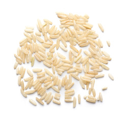 Raw rice on white background