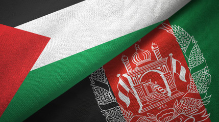 Palestine and Afghanistan two flags textile cloth, fabric texture