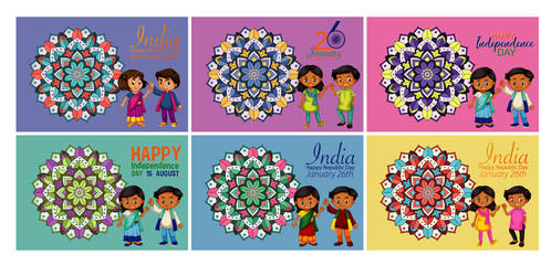 Public holiday poster design with happy kids