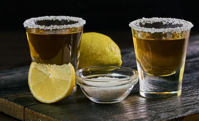 alcoholic drink with lemon and salt