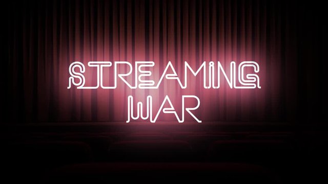 A video intro with glowing red neon that reads: Streaming War