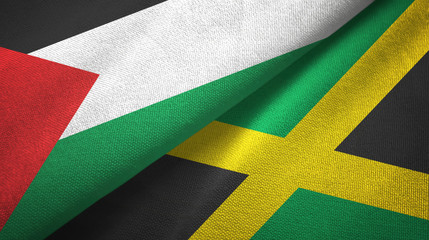 Palestine and Jamaica two flags textile cloth, fabric texture