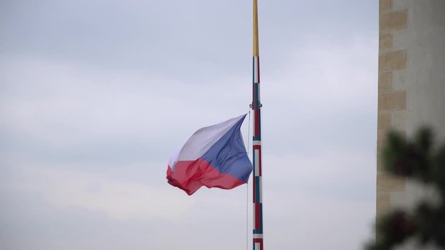 Czech Flag, Czech Republic on cloudy day