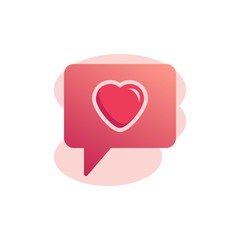 Love chat message flat icon, vector sign, Heart Speech bubble colorful pictogram isolated on white. Valentines day communication symbol, logo illustration. Flat style design