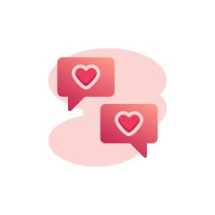 Love chat conversation flat icon, vector sign, Heart speech bubble colorful pictogram isolated on white. Symbol, logo illustration. Flat style design
