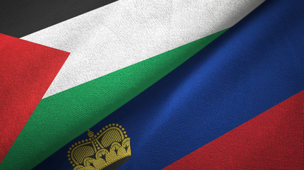 Palestine and Liechtenstein two flags textile cloth, fabric texture