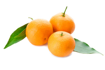 Sweet tangerines on white background