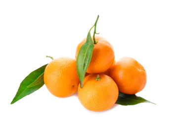 Sweet tangerines on white background