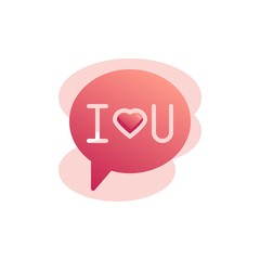 I love you message flat icon, vector sign, Speech bubble with i love you colorful pictogram isolated on white. Symbol, logo illustration. Flat style design