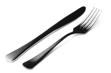 Fork and knife isolated on white background