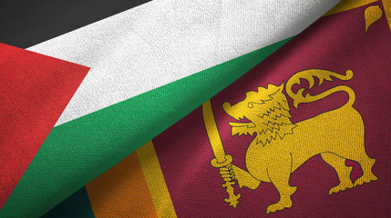 Palestine and Sri Lanka two flags textile cloth, fabric texture