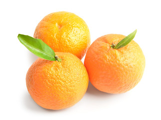 Sweet tangerines on white background