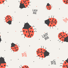Seamless Childish pattern ladybug in the white backdrop © Maryam Hamila
