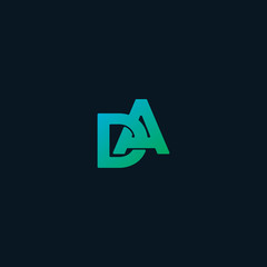 Initial letter AD logo design vector, dark background
