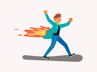 Stuntman working on fire