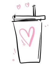 Icon coffee Cup with heart. romance. Valentine's day.